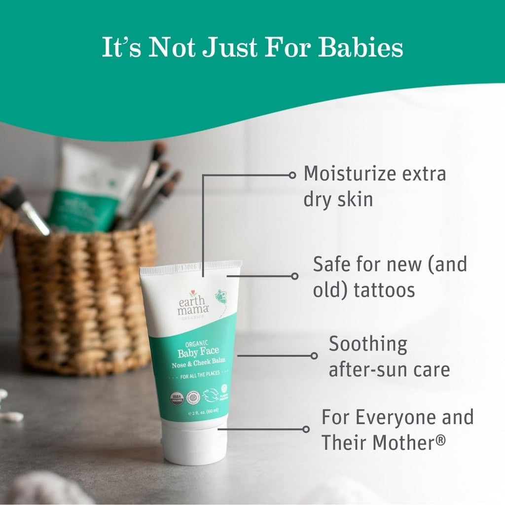 Organic Baby Face Nose & Cheek Balm | Moisturizer with Calendula Oil for Dry Skin Care, Natural Petroleum Jelly Alternative (2-Fluid Ounce)