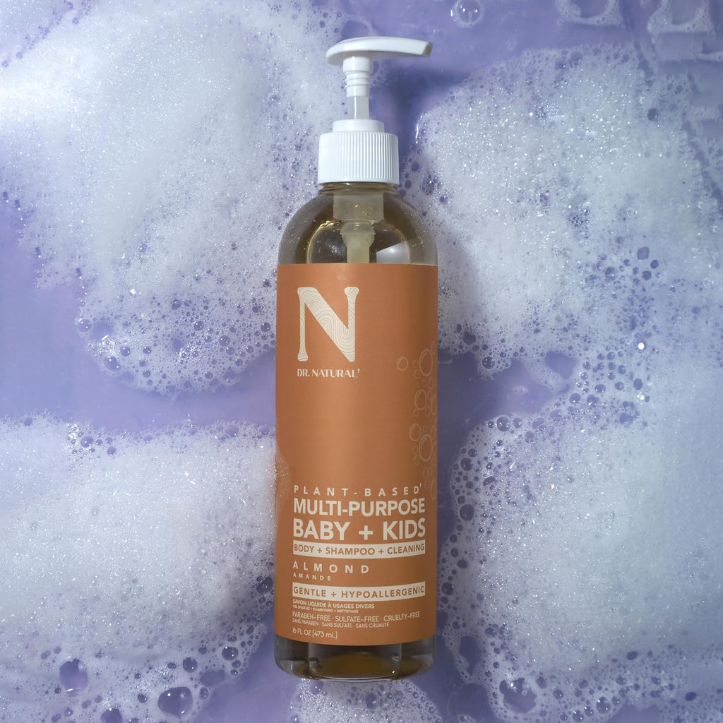 Multi-Purpose Baby plus Kids Soap - Body Wash and Baby Shampoo - Gentle Baby Soap with Shea Butter - Newborn Safe - Almond - 16 Oz