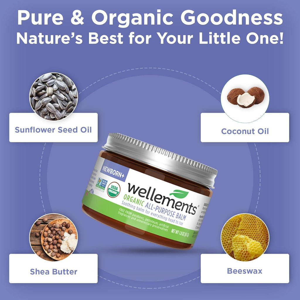 Organic All Purpose Balm for Babies and Kids (1.8 Fl Oz) | Gentle and Soothing All over Baby Ointment* for Dry, Chafed and Sensitive Skin | Free from Petroleum, Parabens and Fragrances