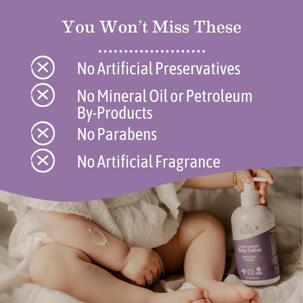 Calming Lavender Baby Lotion for Dry Skin, Calendula Cream for Newborn Skin Care, Children'S Moisturizer with Aloe Juice, Rooibos, & Shea Butter, Lavender Lotion, 8 Fl Oz