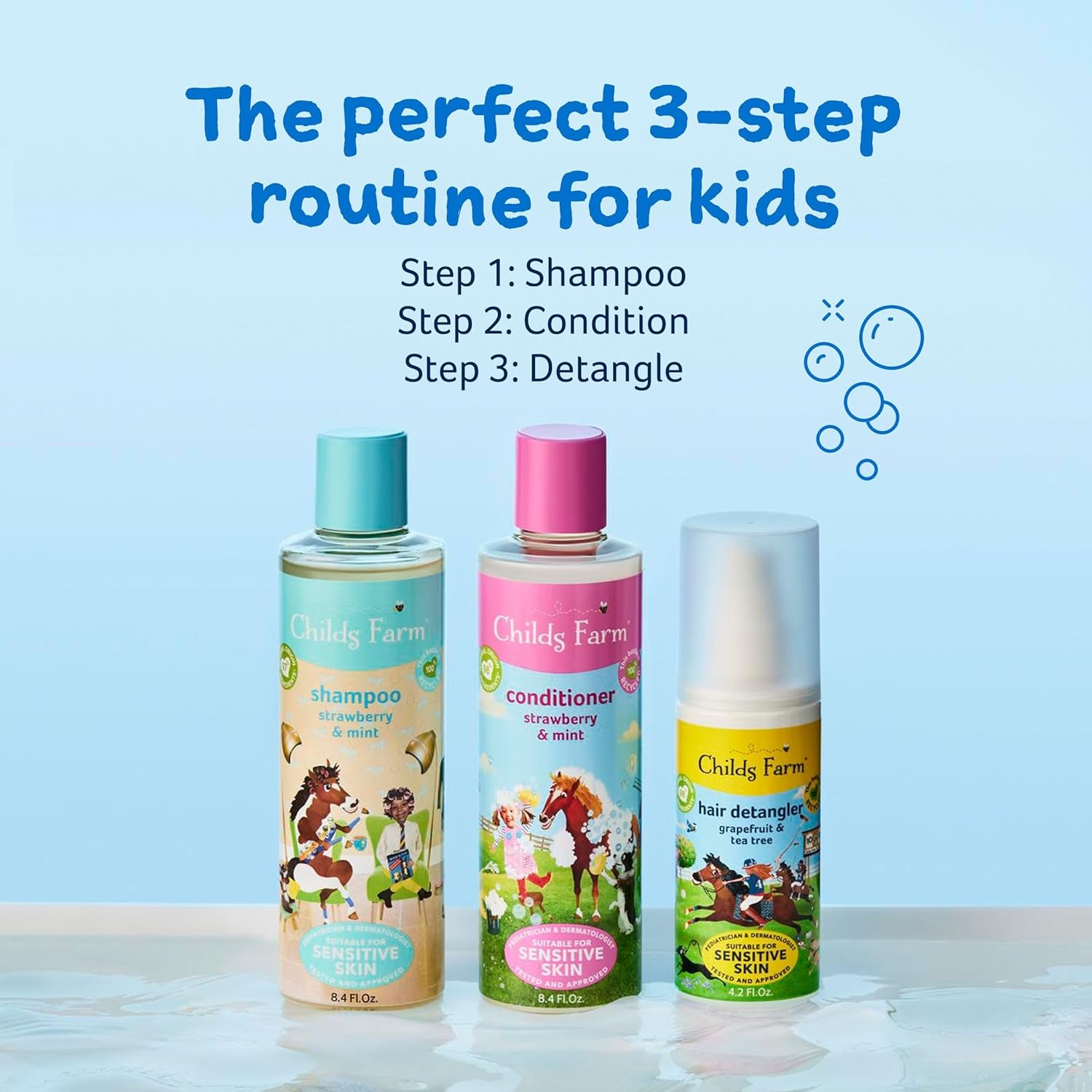 , Kids Shampoo for Dry, Sensitive, Eczema-Prone Skin & Scalp, Strawberry & Organic Mint, Detangles & Nourishes, Vegan, Cruelty-Free, 8.4 Fl Oz
