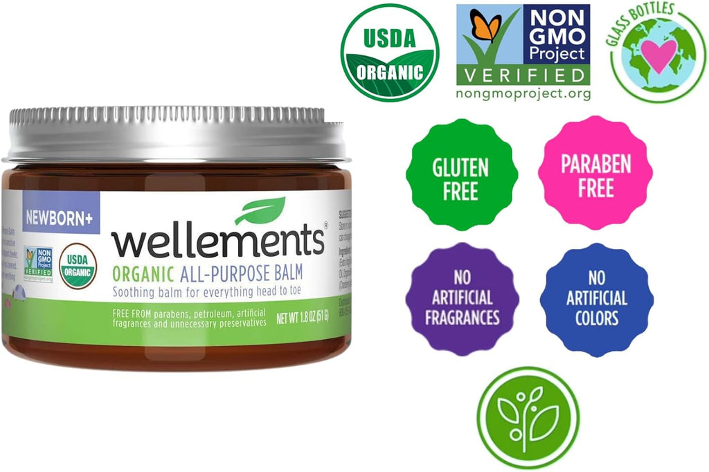 Organic All Purpose Balm for Babies and Kids (1.8 Fl Oz) | Gentle and Soothing All over Baby Ointment* for Dry, Chafed and Sensitive Skin | Free from Petroleum, Parabens and Fragrances