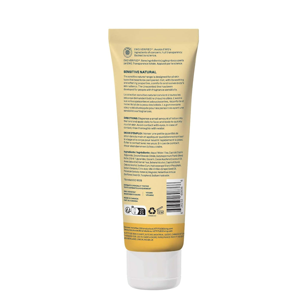Sensitive Skin Baby Lotion with Oat Extract, EWG Verified, Plant and Mineral-Based, Vegan, Unscented, 8 Fl Oz