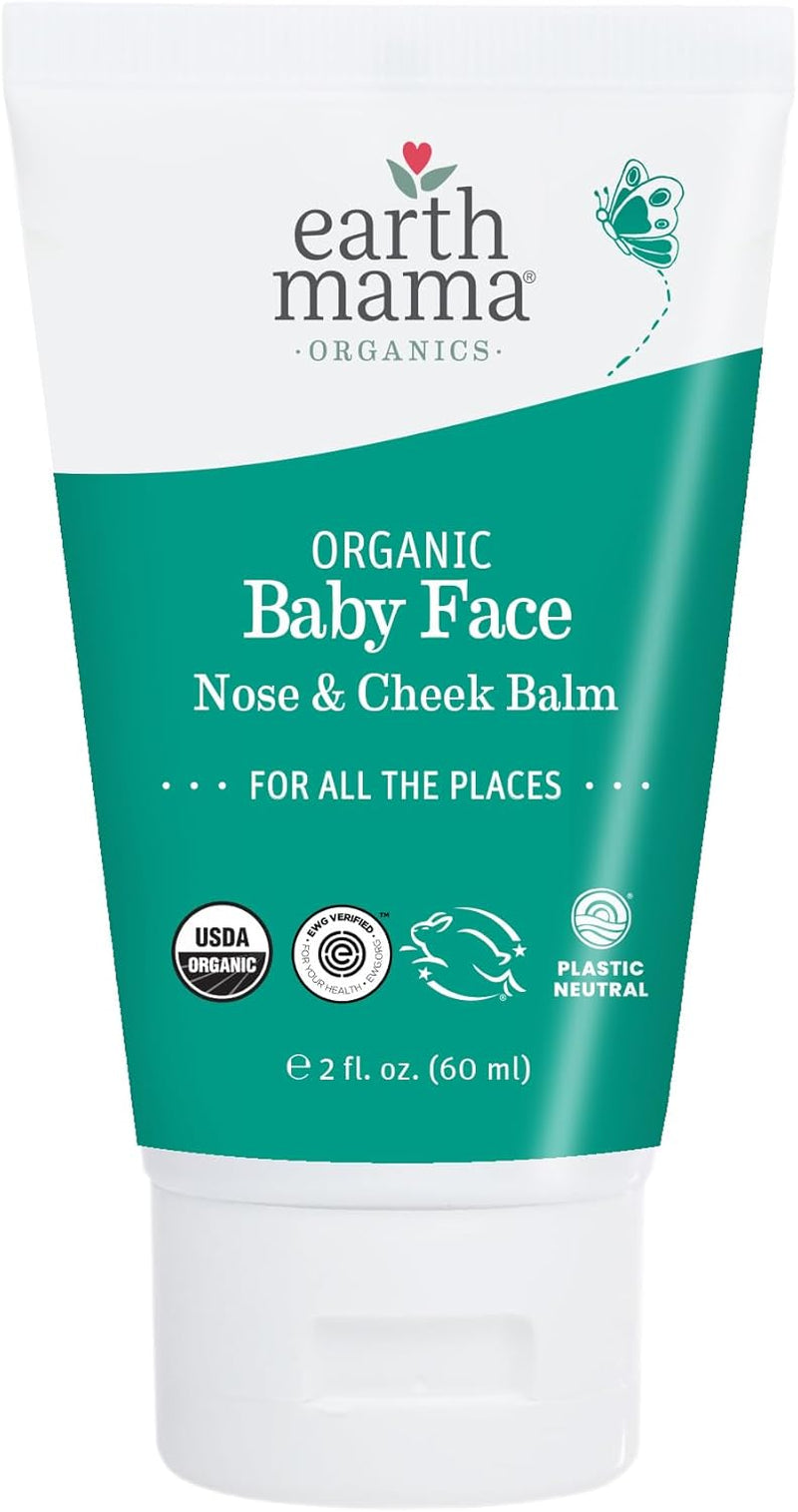 Organic Baby Face Nose & Cheek Balm | Moisturizer with Calendula Oil for Dry Skin Care, Natural Petroleum Jelly Alternative (2-Fluid Ounce)