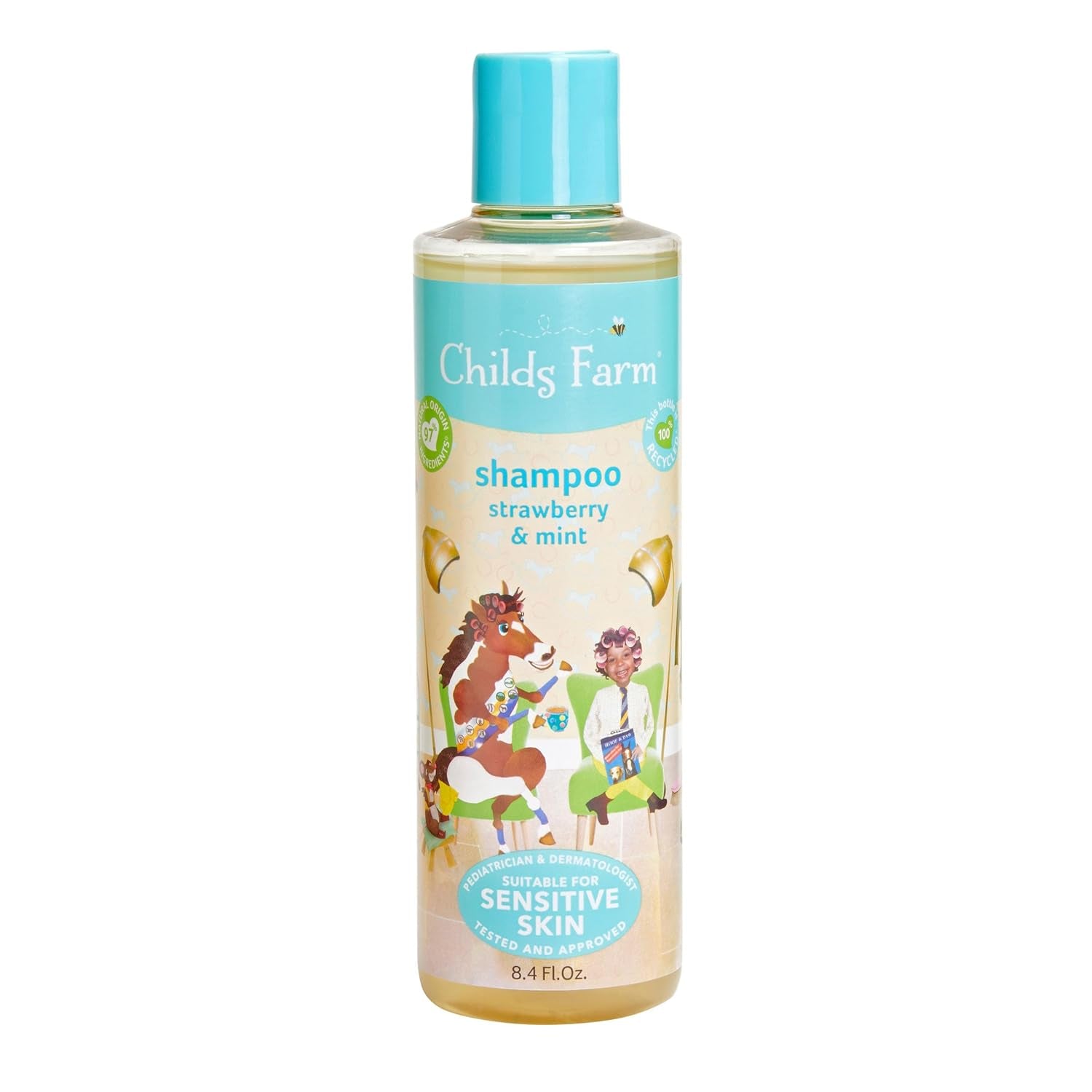 , Kids Shampoo for Dry, Sensitive, Eczema-Prone Skin & Scalp, Strawberry & Organic Mint, Detangles & Nourishes, Vegan, Cruelty-Free, 8.4 Fl Oz