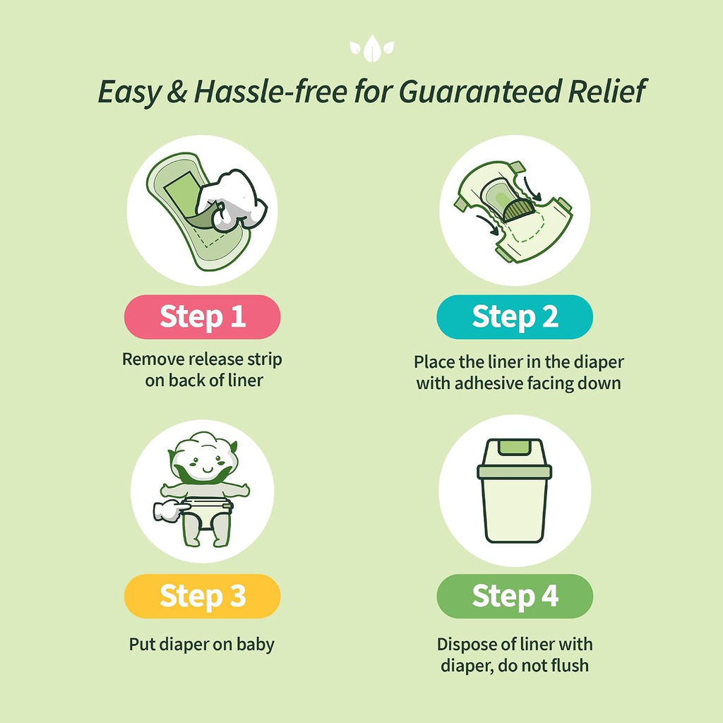 100% Certified Organic Cotton Baby Diaper Liner for Sensitive Skin, Fits All Brands and Sizes Diapers except New Born, 20 Count