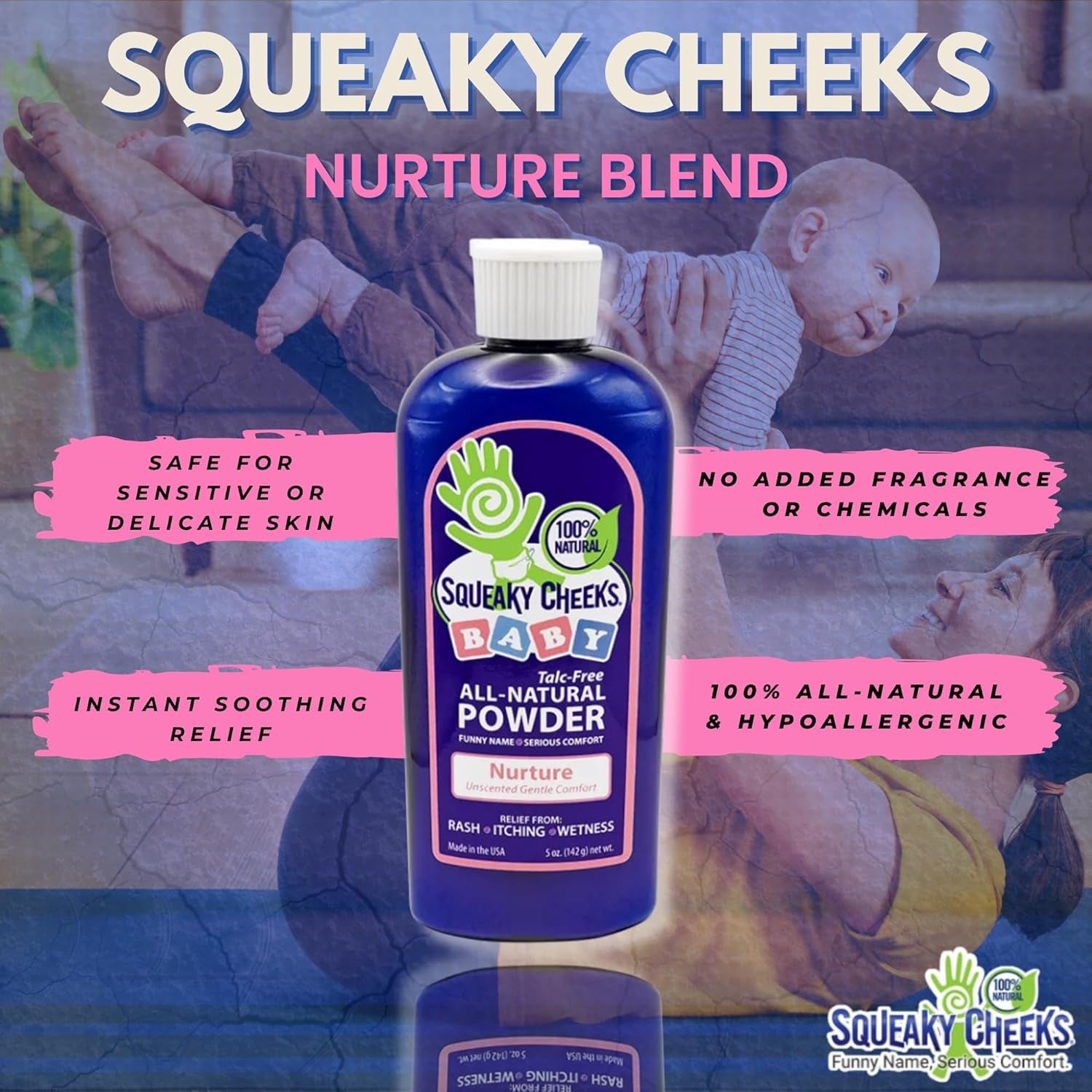 Baby Powder (5Oz) | Organic | Unscented Talc-Free and All Natural Powder | Effective Relief from Rash Wetness and Itching | Also Ideal for Adults