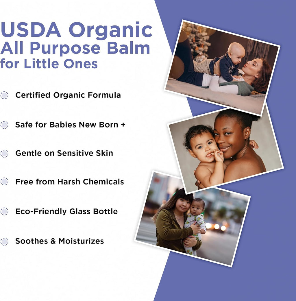 Organic All Purpose Balm for Babies and Kids (1.8 Fl Oz) | Gentle and Soothing All over Baby Ointment* for Dry, Chafed and Sensitive Skin | Free from Petroleum, Parabens and Fragrances