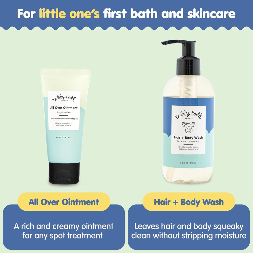 New Baby & Mom Sensitive Skincare Kit - the Mama + Baby Gift Set - Baby Shampoo and Body Wash 8.5 Oz, All over Ointment 2 Oz, Belly Oil 2 Fl Oz & Nipple Balm 1.9 Oz - Lavender Rosemary