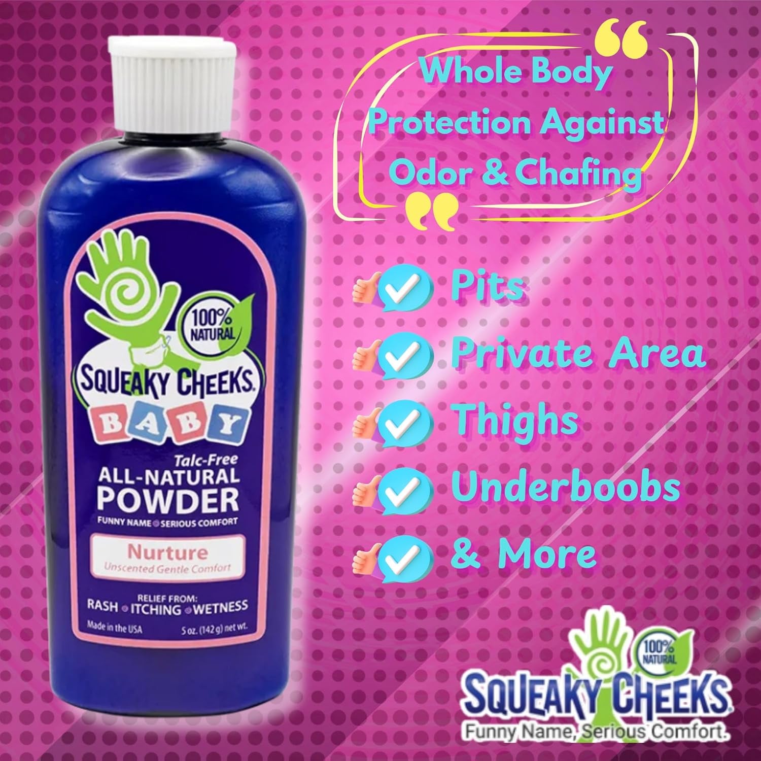 Baby Powder (5Oz) | Organic | Unscented Talc-Free and All Natural Powder | Effective Relief from Rash Wetness and Itching | Also Ideal for Adults